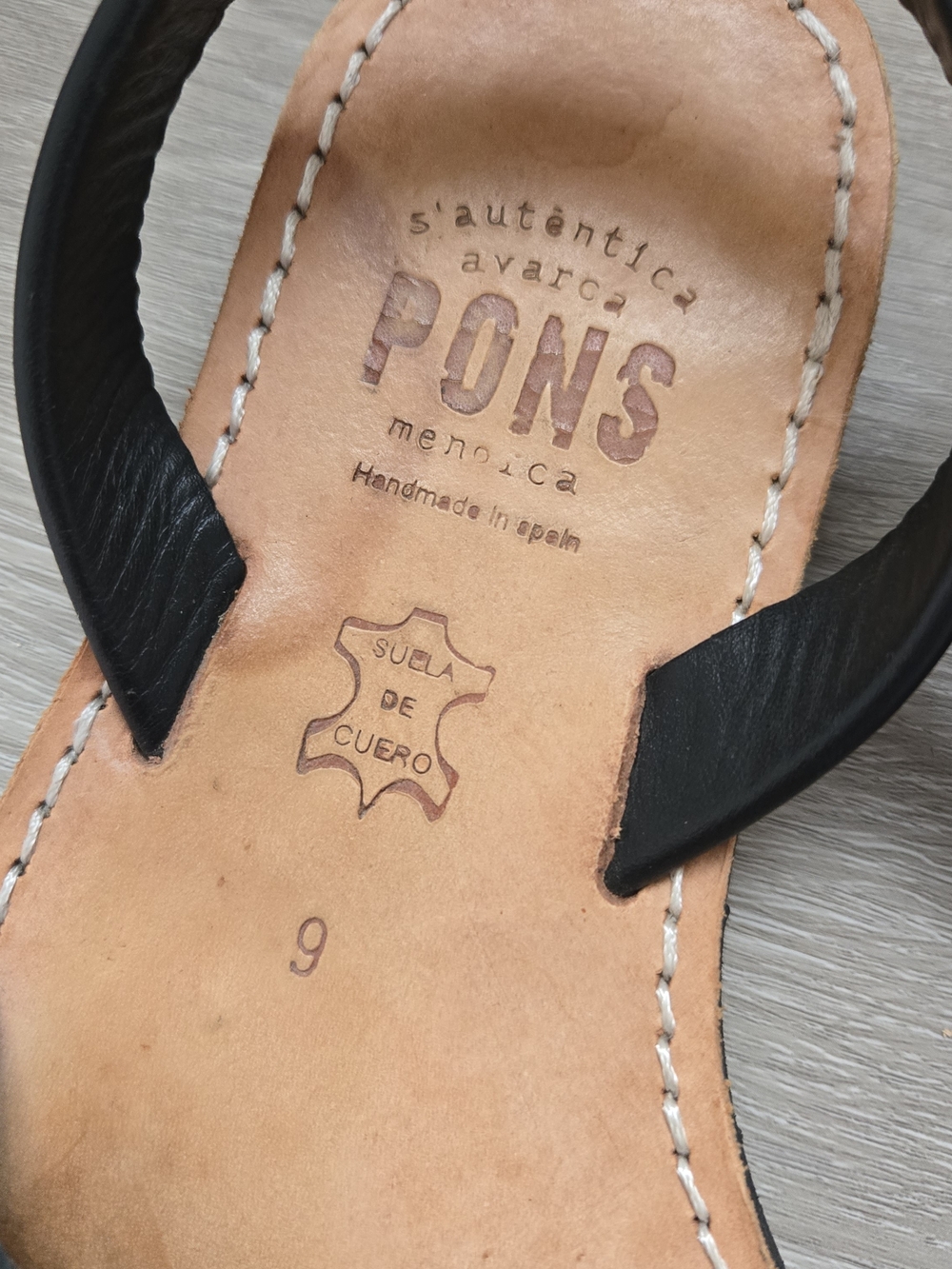 PONS Women's Black Leather Avarca Sandals - Picture 2 of 7